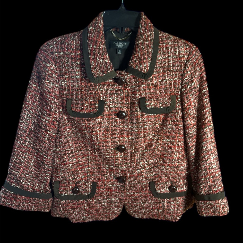 Talbots Women's Red and Black Tweed Blazer